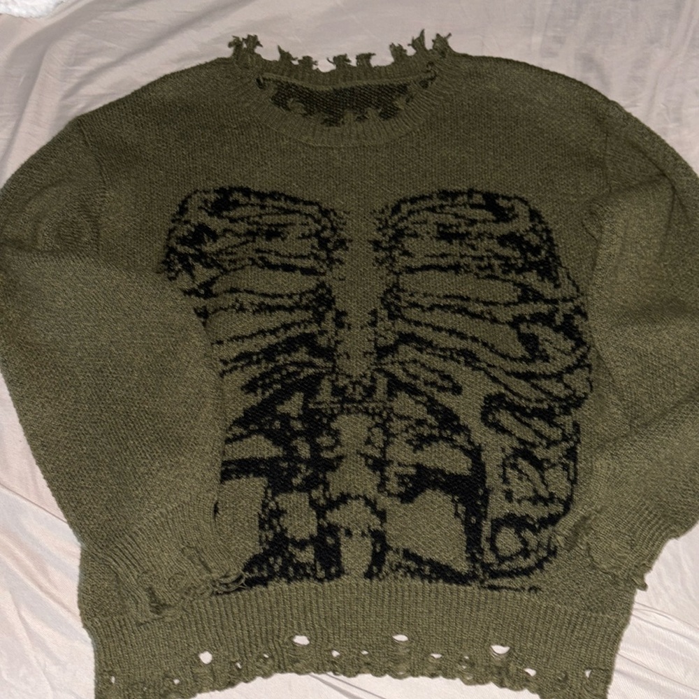 Green Skeleton Pattern Sweater